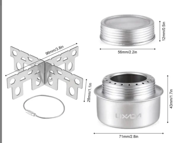 Spiritus-Campingkocher mit Deckel aus Aluminium
