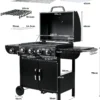 Scaf7c045426345ca9239f7ea46df4335B.webp Gas-Grillwagen mit Piezo-Zündung und Thermometer für Gartenpartys
