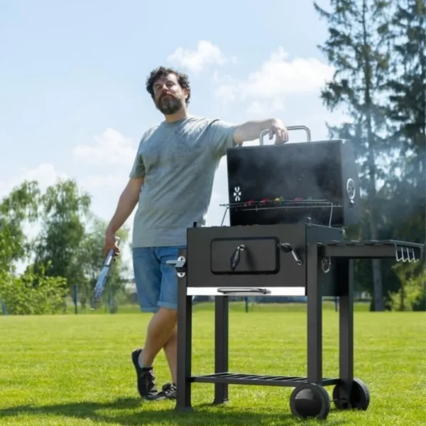 Holzkohlegrill inklusive 2 Grillrosten und Ablagen mit Haken
