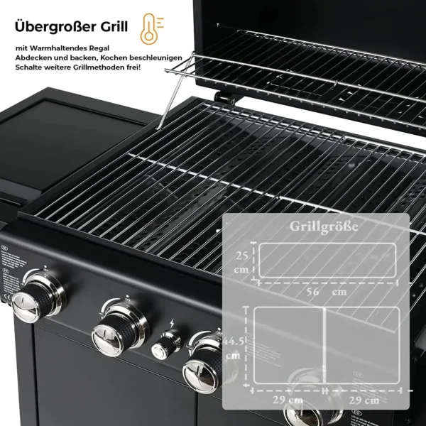 Sd7a2fd82bf0c490889f1a40f736dd67aJ.webp Gas-Grillwagen mit Piezo-Zündung und Thermometer für Gartenpartys