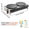 Elektro-Crêpes-Maschine mit 2 antihaftbeschichtete Bratplatten