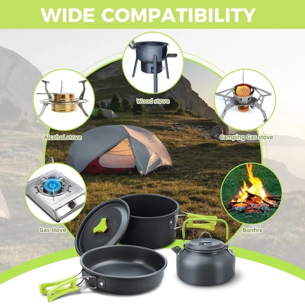 Camping-Kochgeschirr-Set aus Aluminiumlegierung 10-teilig