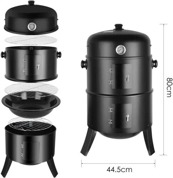 Sf321ebfe05bb403c8e329f4c0d5b8687G.webp Holzkohle-BBQ Smoker Grill 3in1 mit 45 cm Ø