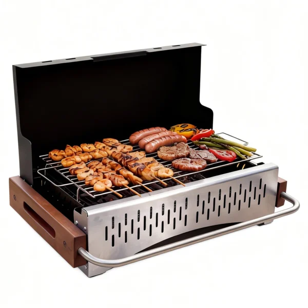 Kompakter Holzkohlegrill für den Außenbereich